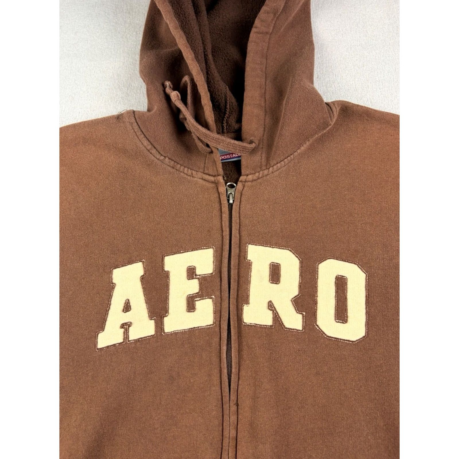 Aeropostale VINTAGE Aeropostale Hoodie Sweatshirt 2XL Brown Logo Embroidered Zip Hooded Fleece Mens Y2k Size US XXL / EU 58 / 5 - 2 Thumbnail