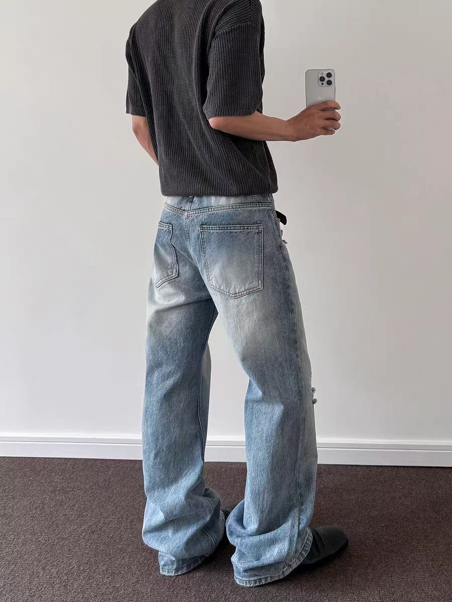 Designer × Jean × Vintage Vintage washed ripped straight leg micro flare jeans Size US 34 / EU 50 - 4 Thumbnail