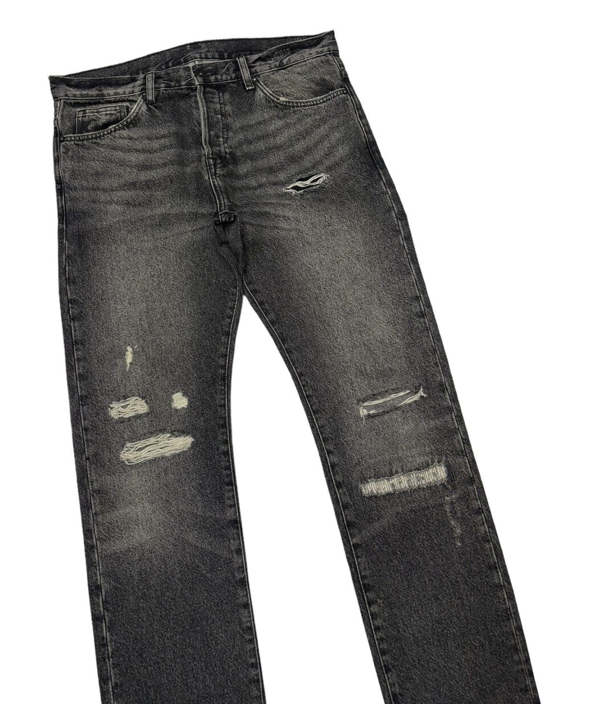 If Six Was Nine Vintage &Denim Charcoal Black Distressed Denim Jeans Size US 34 / EU 50 - 6 Thumbnail