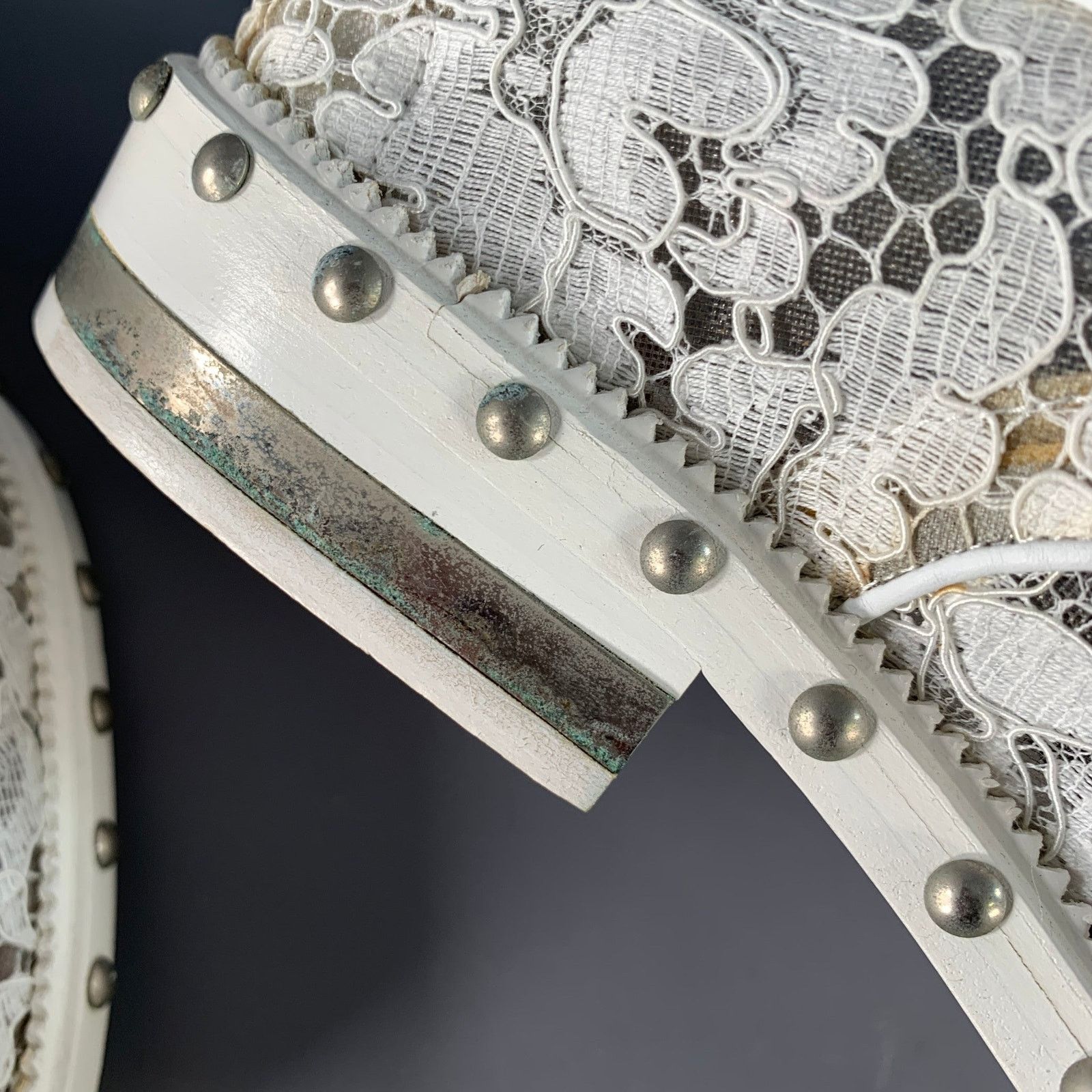 Givenchy GIVENCHY Size 10 White Leather Lace Studded Derby Shoes Size US 10 / IT 40 - 10 Thumbnail