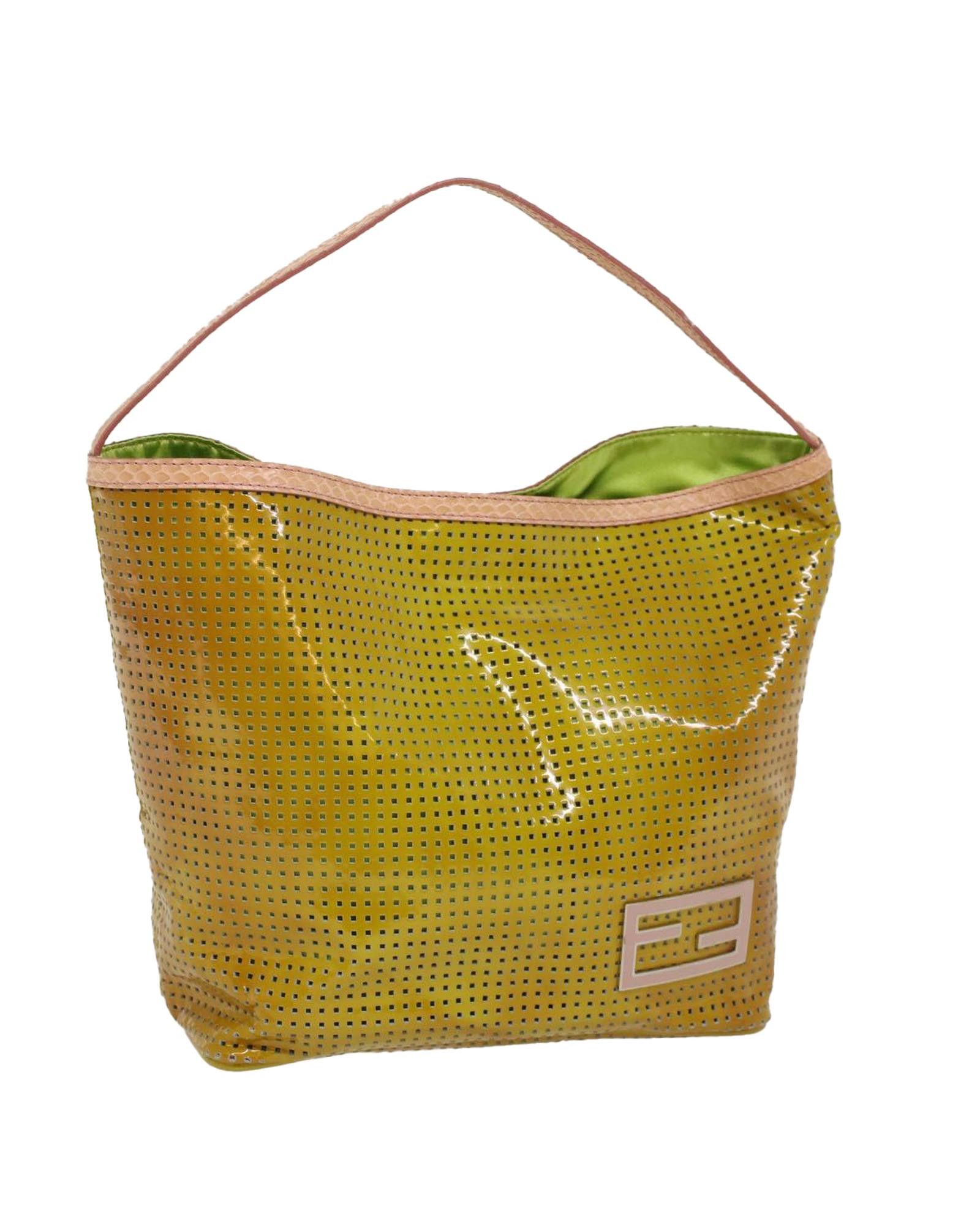 image of Fendi Yellow Patent Leather Hand Bag, Women's