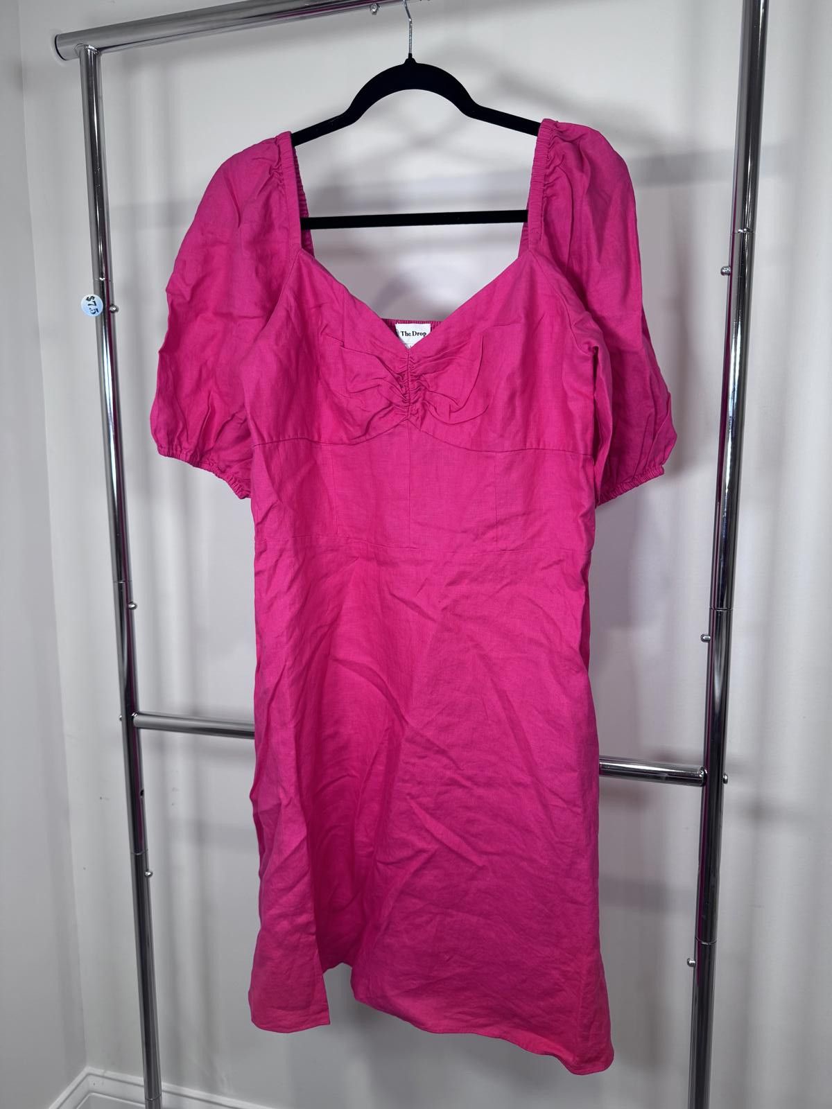 Designer The Drop Women's Pink Puff Sleeve Dress - Size L Size L / US 10 / IT 46 - 1 Thumbnail