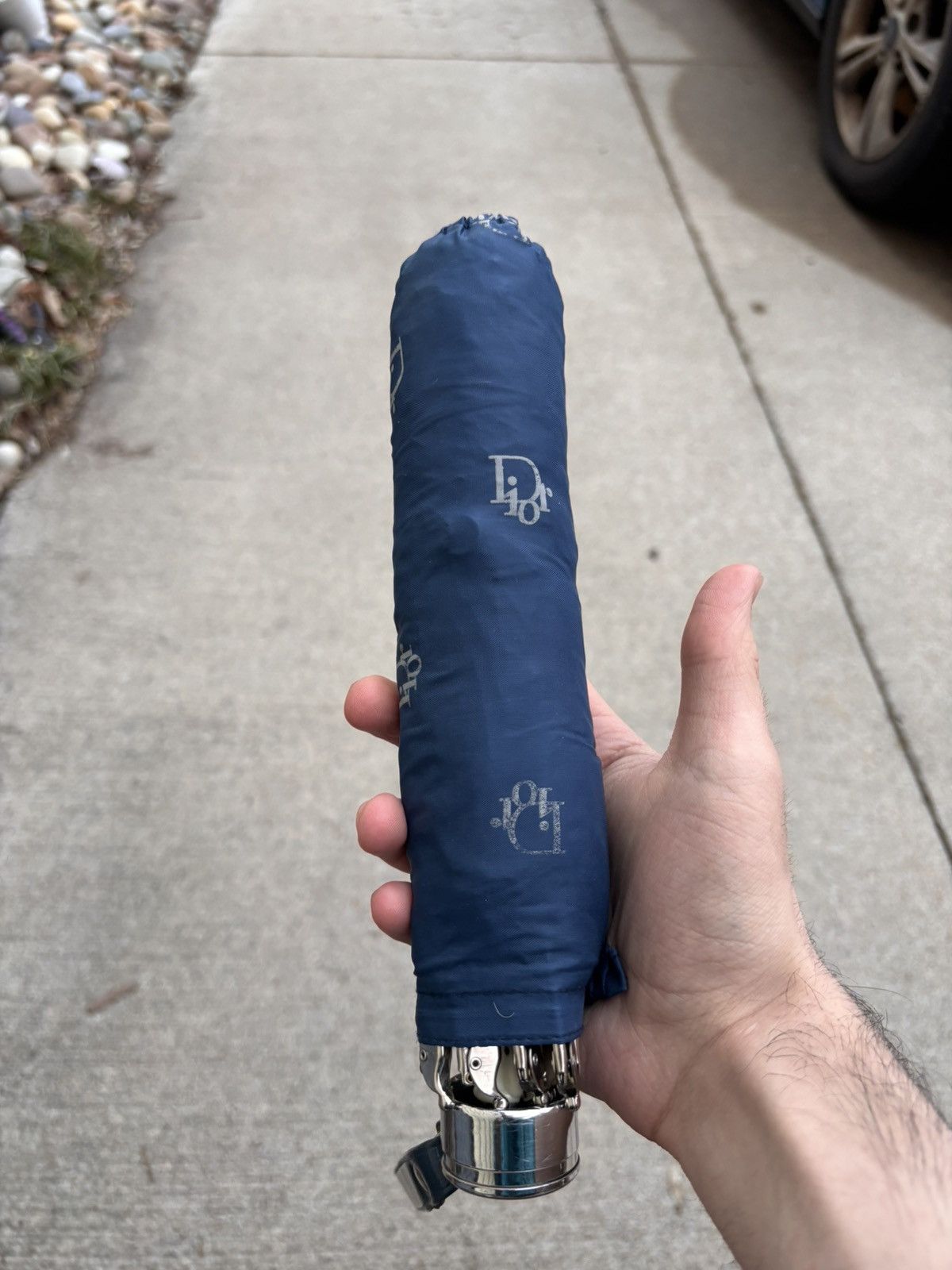 Dior VTG Dior Trotter Blue Monogram Umbrella with Leather Case Size ONE SIZE - 3 Thumbnail