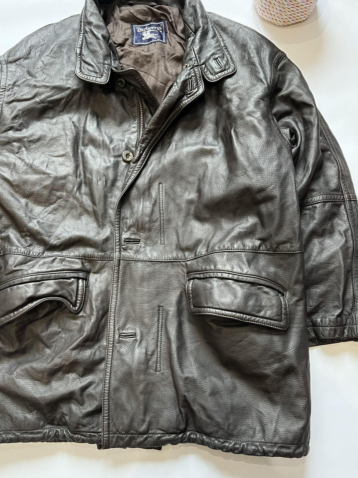 Burberry Vintage Burberrys Brown Jacket Leather Mens Size US M / EU 48-50 / 2 - 2 Thumbnail