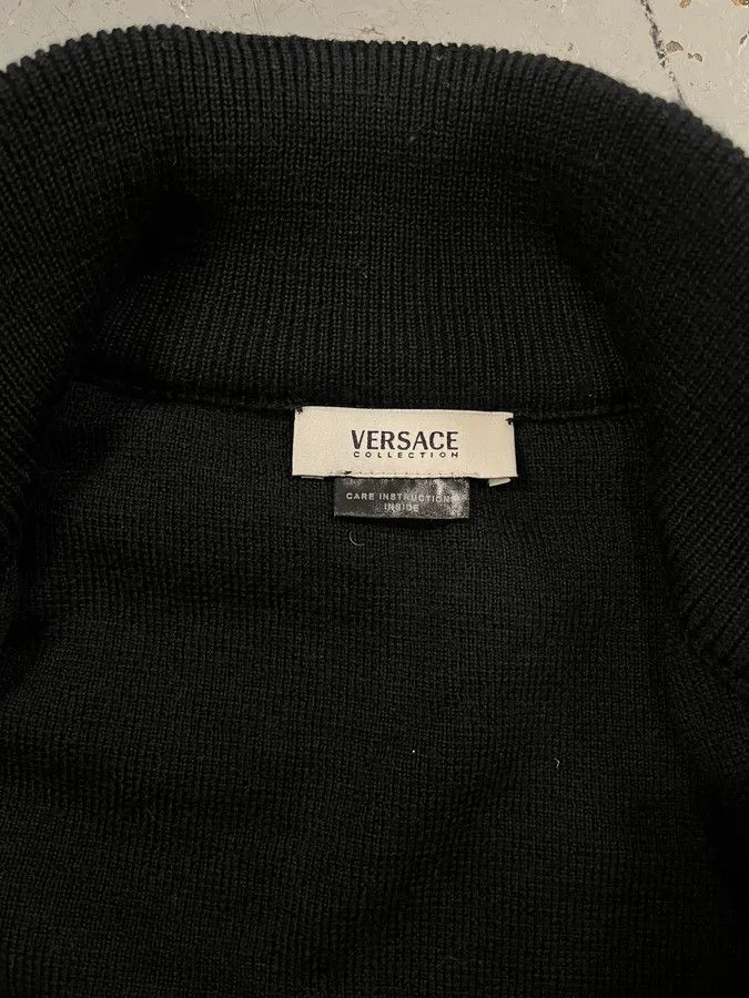 Versace 2000s Versace Black Wool & Leather Hybrid Jacket Size US M / EU 48-50 / 2 - 9 Thumbnail