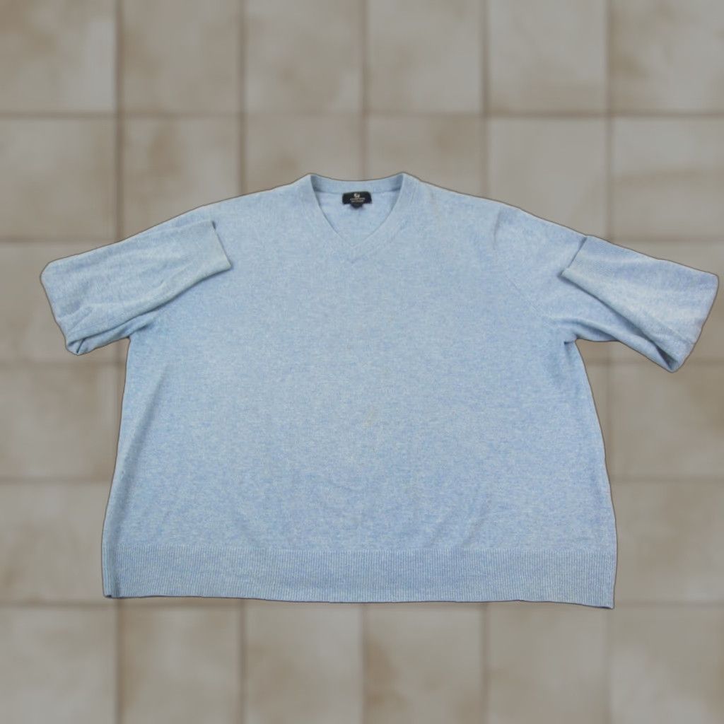 Lands' End Lands' End Sweater Mens 2XL Blue Cashmere V-Neck Knit Pullover Casual 80s 90s Classic Outdoor Mens Size US XXL / EU 58 / 5 - 1 Thumbnail