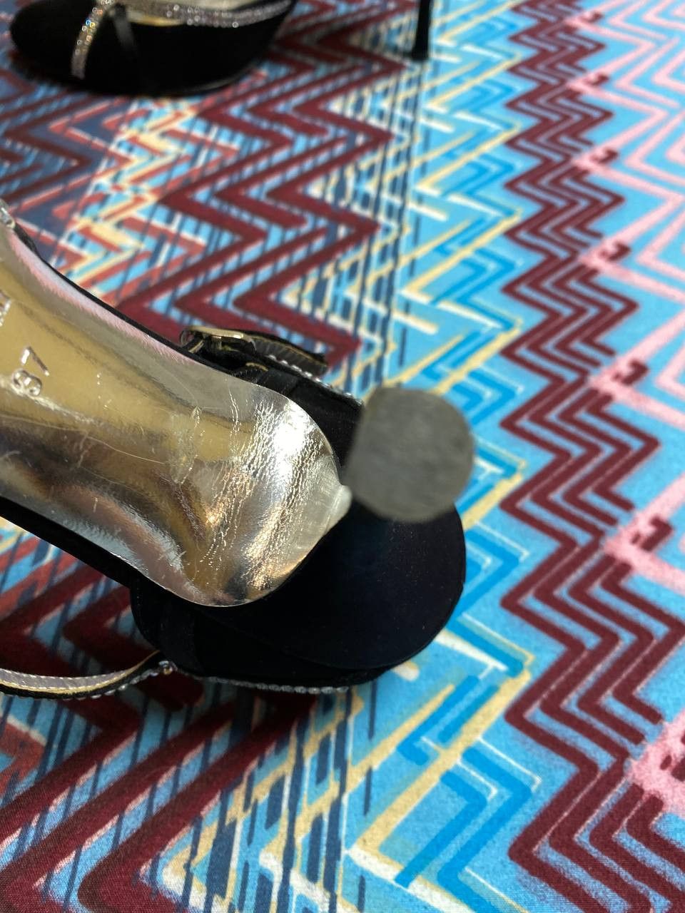 Dolce & Gabbana D&G Velvet Crystal Slingback Heels Vintage shoes chic Size US 7 / IT 37 - 11 Thumbnail