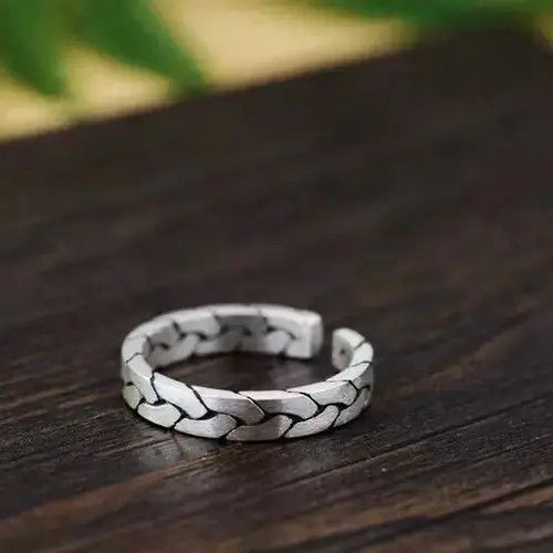Jewelry × Vintage Sterling Silver S990 knitting adjustable Silver Ring Size ONE SIZE - 3 Thumbnail