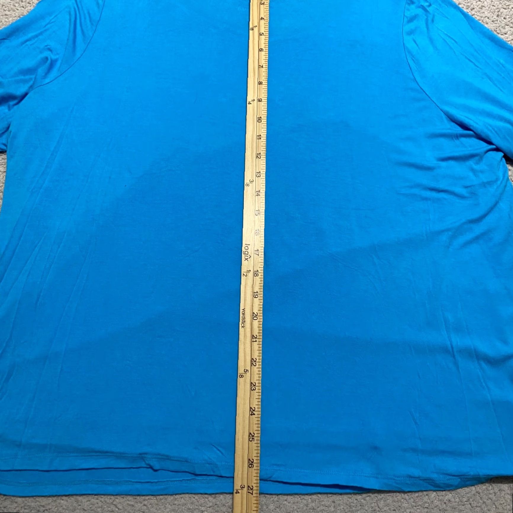 Vintage Lane Bryant Womens Blouse Shirt Geometric Round Neck Long Sleeve Blue 26 Plus Rayon Spandex Size 4XL / US 24-26 - 7 Thumbnail