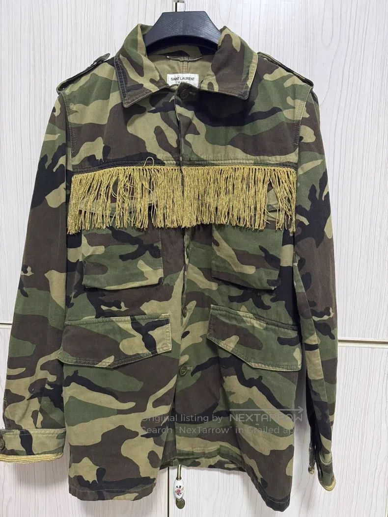 Saint Laurent Paris Saint Laurent Paris Court Gold Thread Fringe Camo Jacket Size US S / EU 44-46 / 1 - 1 Thumbnail
