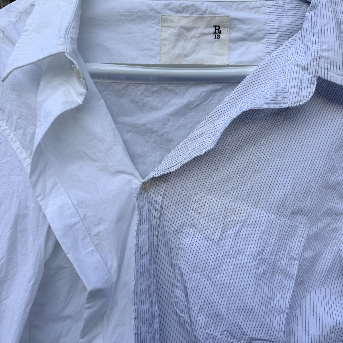 R13 R13 Off-Shoulder Deconstructed Pinstripe Shirt Sz S Size S / US 4 / IT 40 - 14 Thumbnail