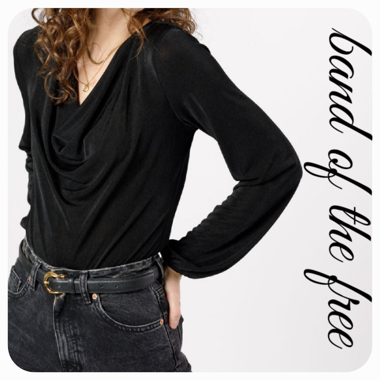 Other NWT Band of the Free Aggie Black Cowl Neck Bodysuit Sz. XS Size XS / US 0-2 / IT 36-38 - 1 Thumbnail