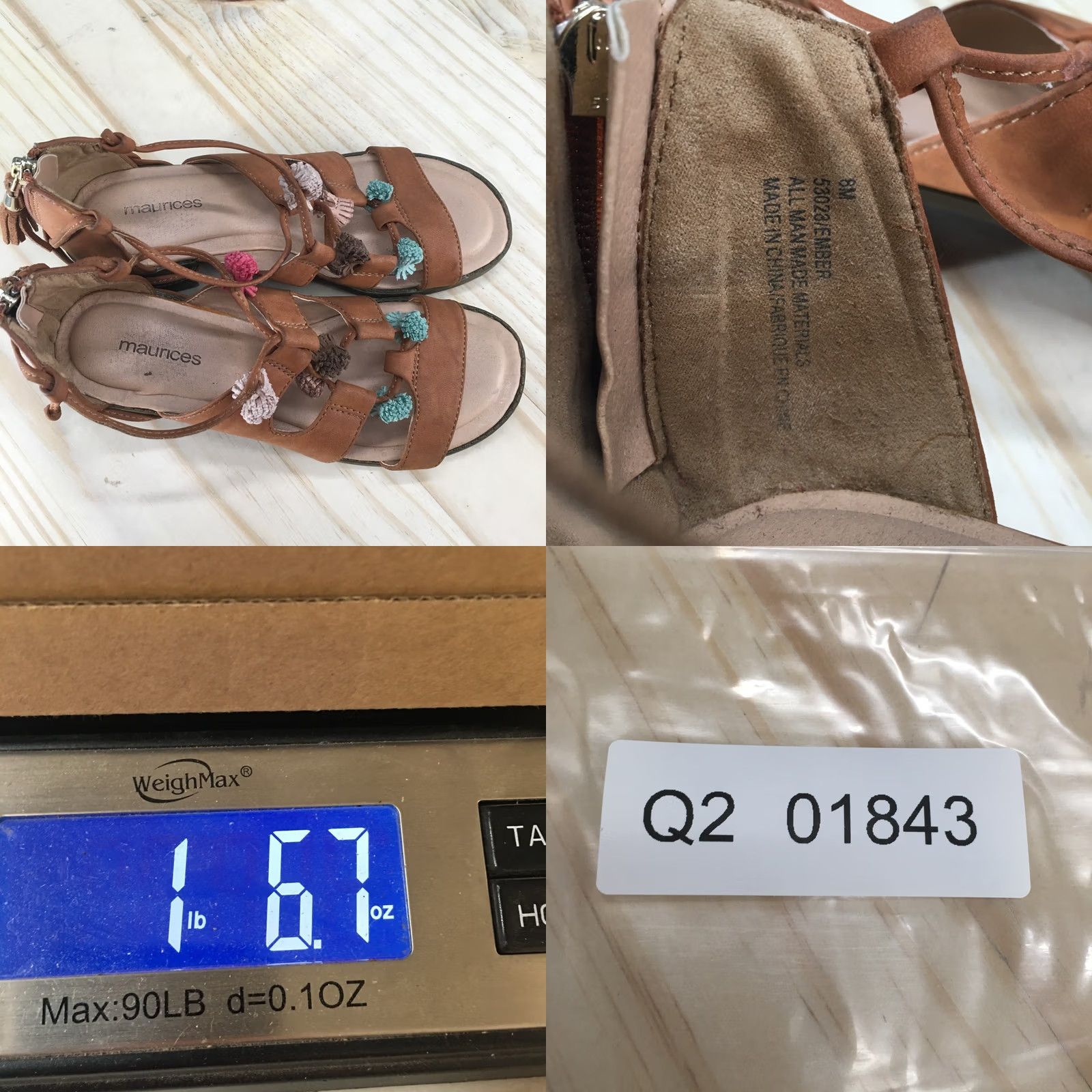 Vintage Maurices Ember Sandals Womens 8 M Brown Strappy Back Zip Tassel Block Heels Size US 8 / IT 38 - 10 Thumbnail