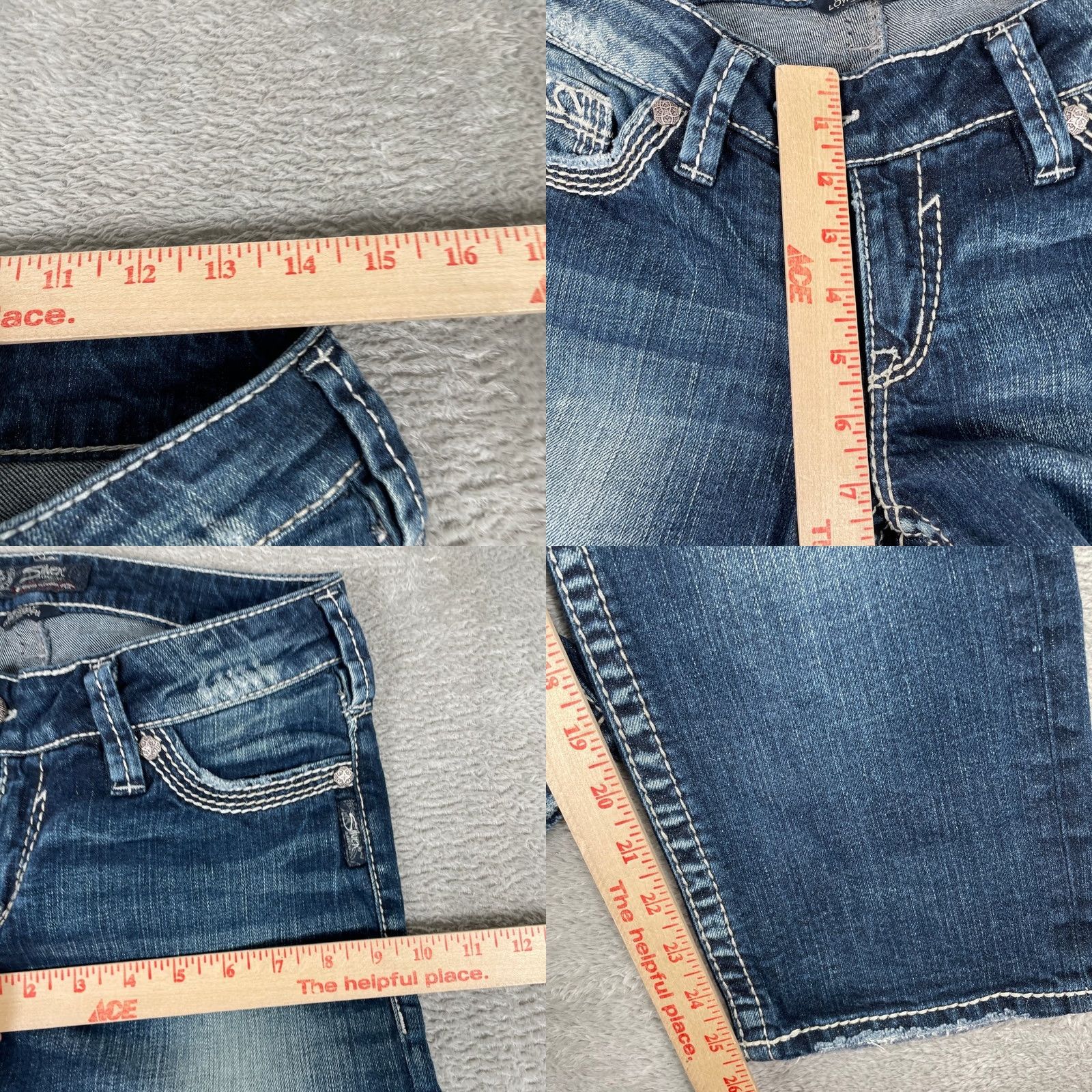 Silver Jeans Co. Silver Jeans Tuesday Capri Jeans Womens W29 Blue Low Embroidered Pocket Distressed Y2K Size 29" - 8 Thumbnail