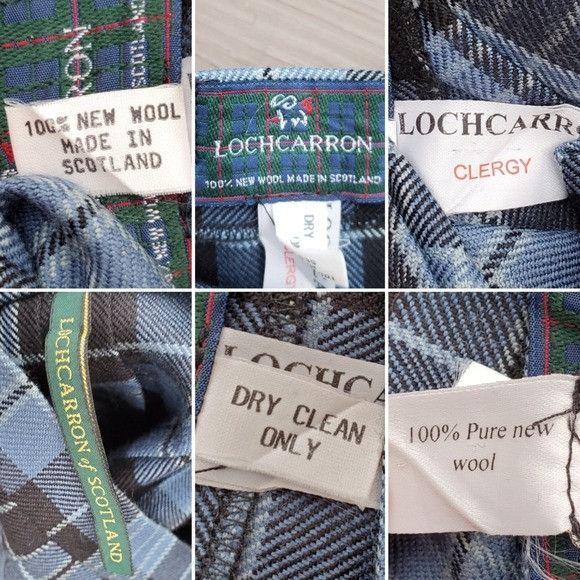 Vintage Lochcarron of Scotland Blue Black Clergy Plaid Wool Kilt Buc Size 32" / US 10 / IT 46 - 5 Thumbnail