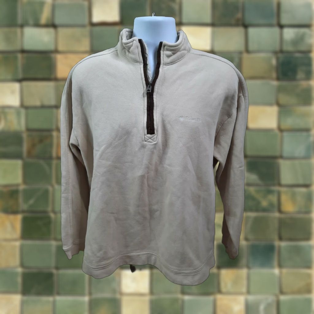 Vintage Columbia Mens Jacket Pullover 1/4 Zip Fleece Beige Size L Mock Zip Jacket Casual Outdoor Size US L / EU 52-54 / 3 - 1 Thumbnail