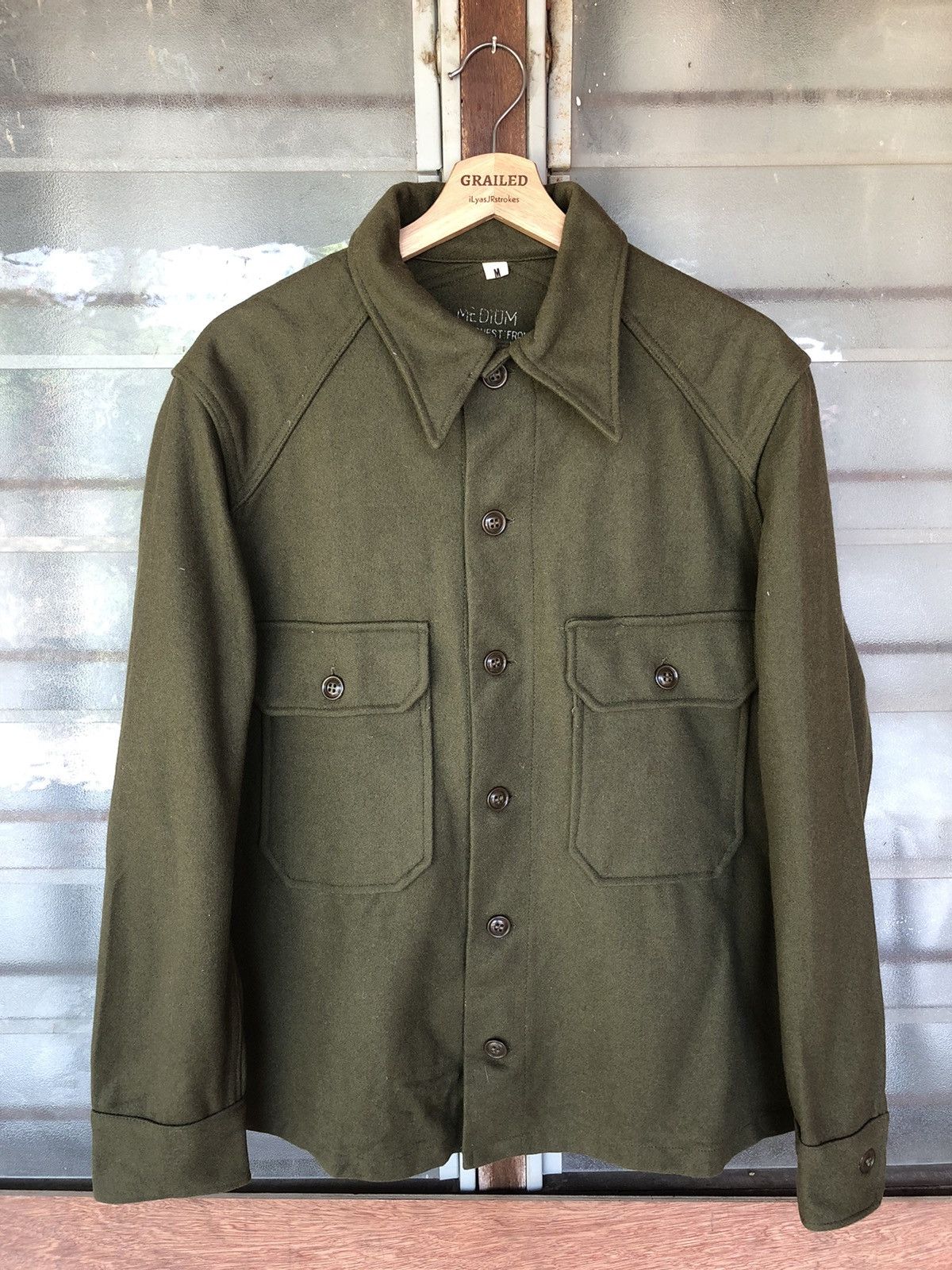 Vintage Vintage Army Green Wool Jacket Size US M / EU 48-50 / 2 - 2 Thumbnail