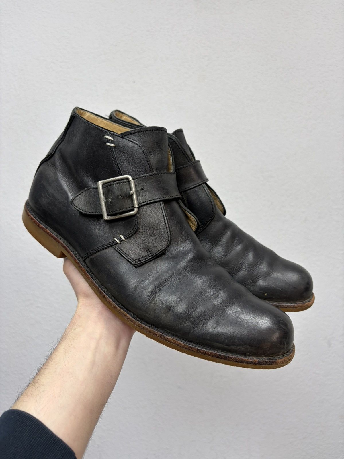 Hedi Slimane VTG Brown Leather Buckle Boots Carol Christian Poell Style Size US 12 / EU 45 - 3 Thumbnail
