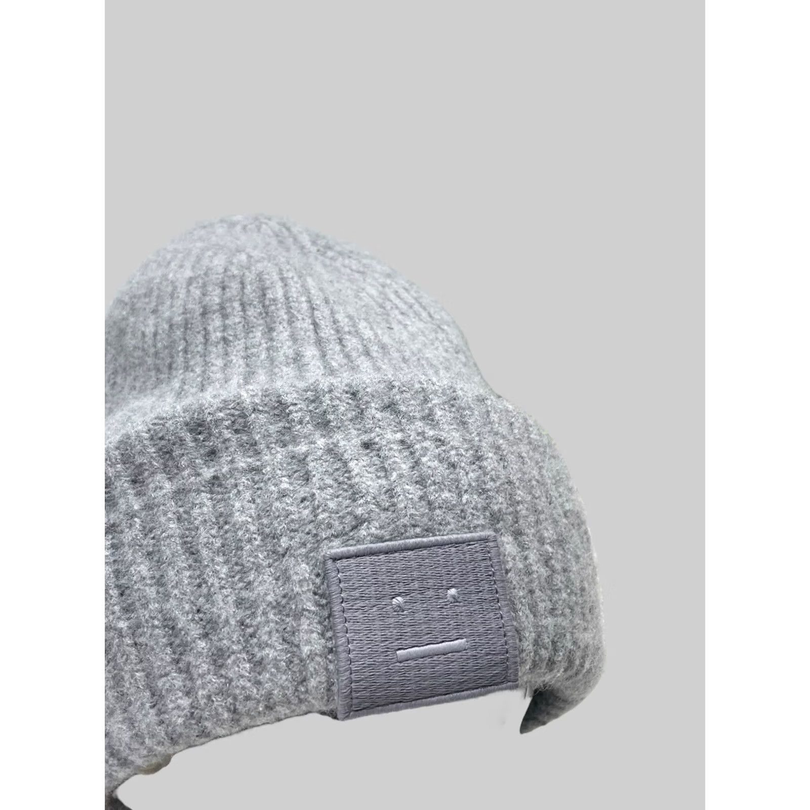 Acne Studios Acne Studios Beanie Wool Hat Men One Size Gray Wool Beanie Winter Fall Spring Casual Mens Size ONE SIZE - 6 Thumbnail