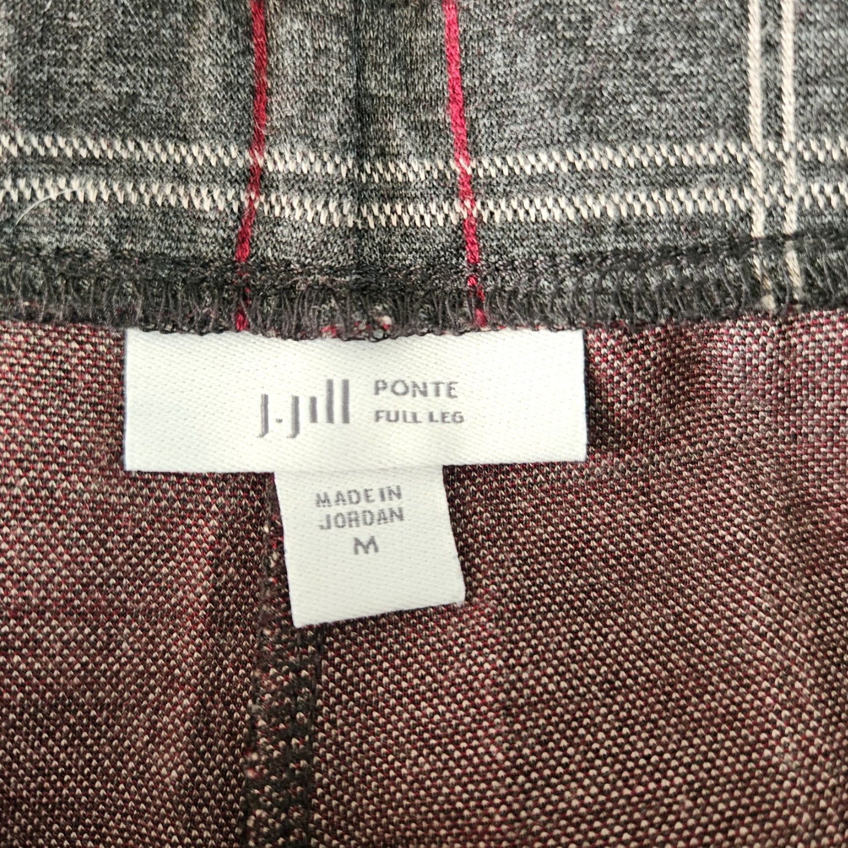 J. Jill J. Jill Womens Ponte Cropped Full Leg Pants Sz M Gray Red Pull On Size 32" / US 10 / IT 46 - 7 Thumbnail