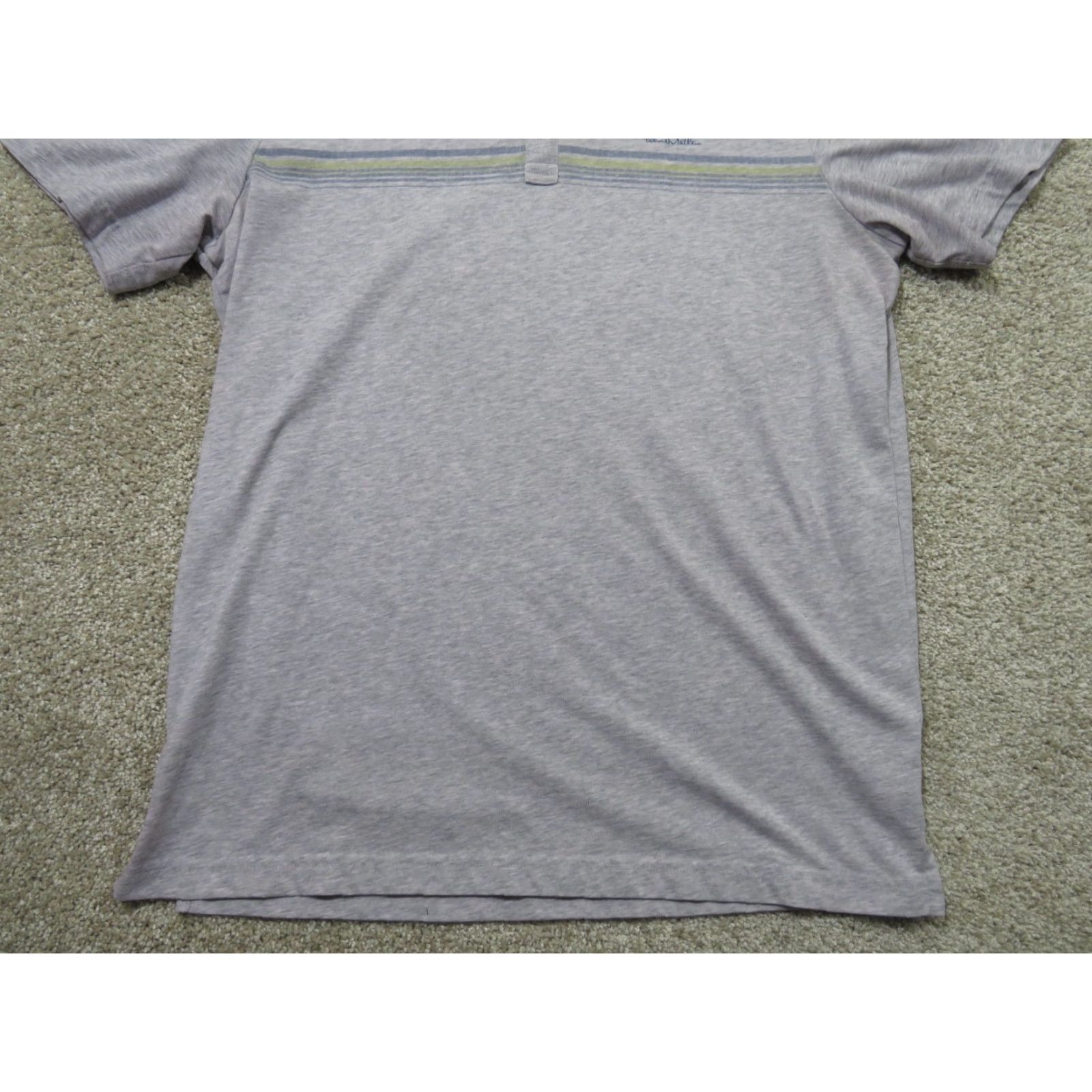 TravisMathew Travis Mathew Polo Shirt Men XL Gray Blue Yellow Stripes Short Sleeve Casual Logo Golf Size US XL / EU 56 / 4 - 2 Thumbnail