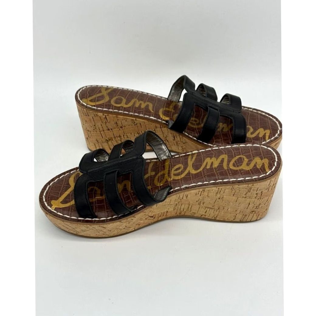Sam Edelman Sam Edelman Ronie Logo Regis Wedge Leather Heels Sandals Womens 9.5M Tan Beige Leather Wedge Heels Womens Shoes Size US 10 / IT 40 - 7 Thumbnail