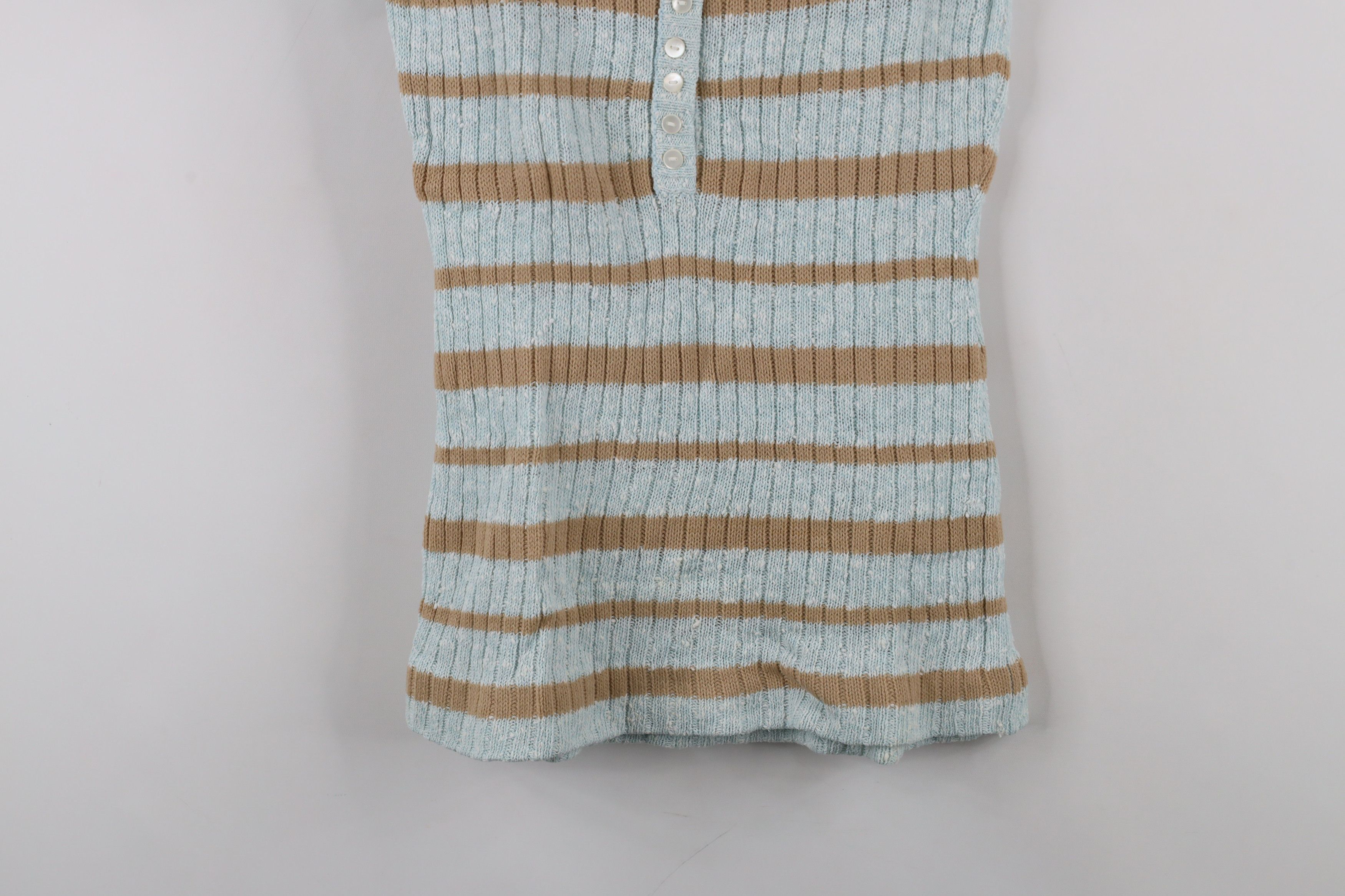Vintage Vintage 70s Boho Chic Fairy Striped Ribbed Knit T-Shirt Size S / US 4 / IT 40 - 3 Thumbnail