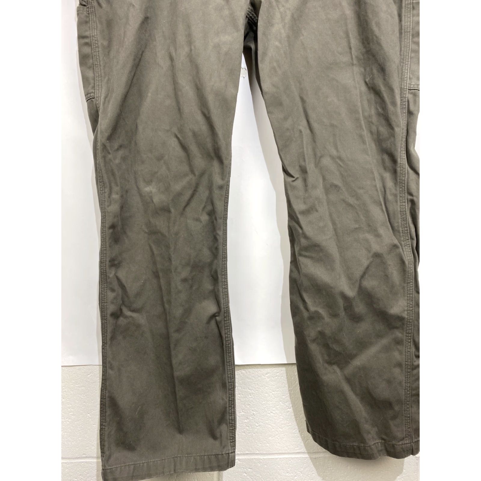 Carhartt Carhartt Men’s Relaxed Fit Washed Canvas Work Pants Carpenter 44 x 32 Greenish Brown Solid 5-Pocket Zip Button Mens Regular Pants Size US 44 / EU 60 - 5 Thumbnail