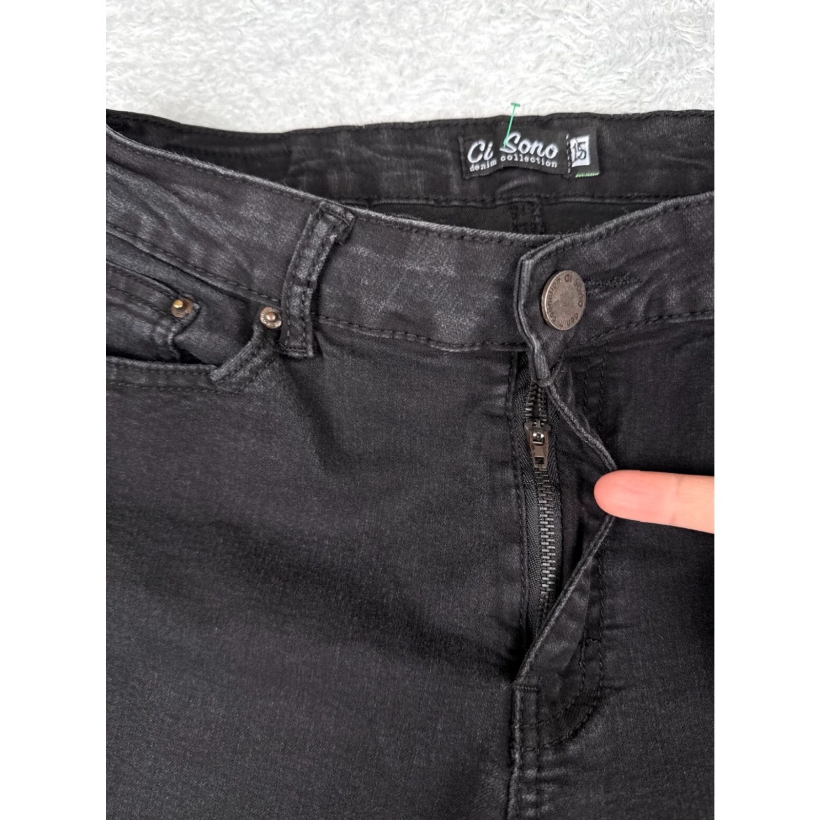 Vintage CI SONO Jeans Juniors 15 Black Denim Skinny Mid Rise Cotton Blend Stretch 31x28 Woman Jeans Capable 5-Pocket Design Vintage: No Size 36" / US 14 / IT 50 - 5 Thumbnail