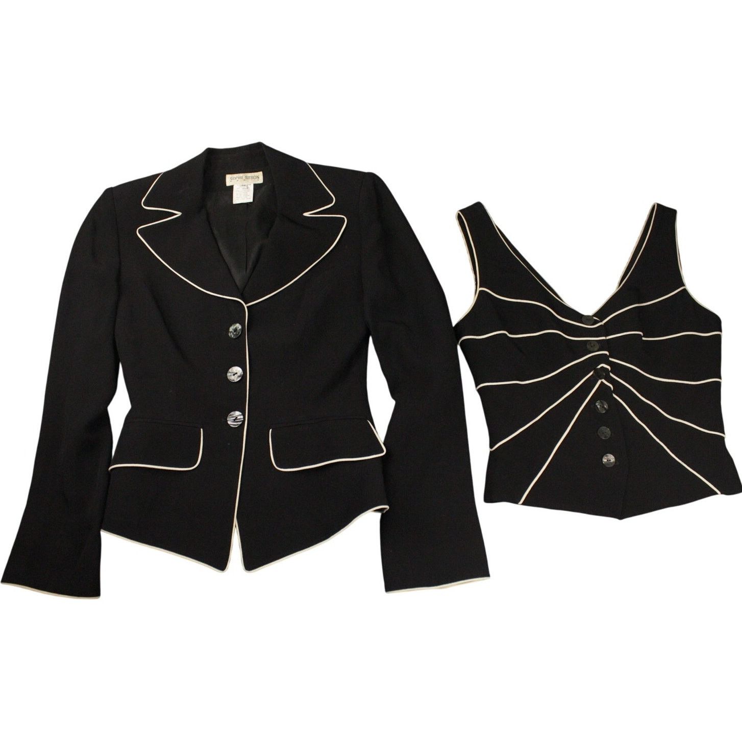 Other Sophie Sitbon Paris Women Set Blazer Vest Black Sz 36/38 Size XS / US 0-2 / IT 36-38 - 1 Thumbnail