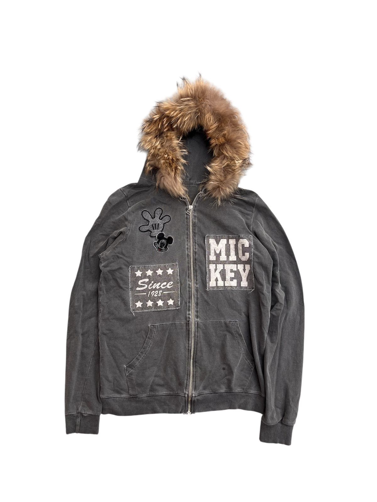 Japanese Mickey Patch Fur ZipHoodie