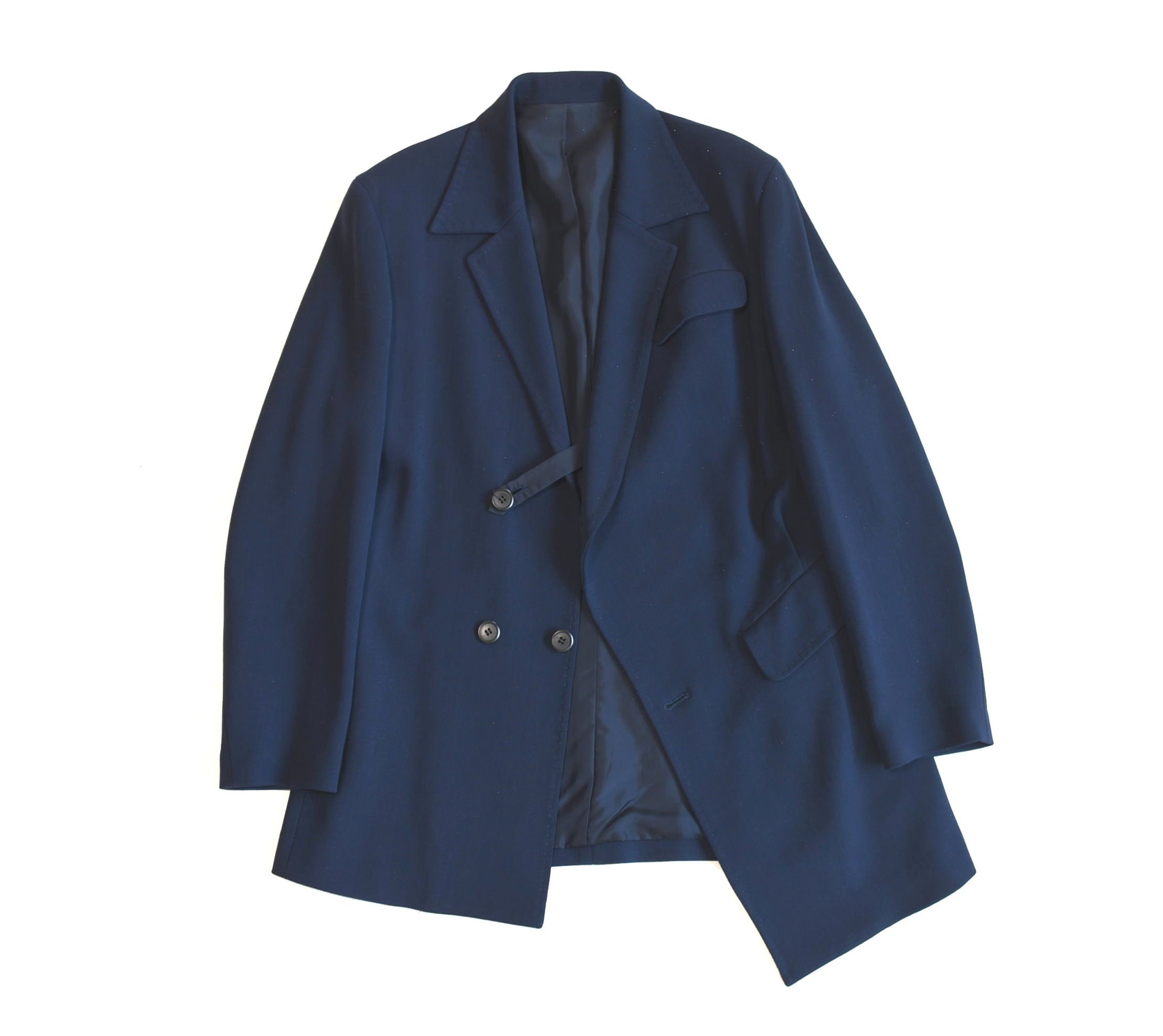 Y's Y's Yohji Yamamoto Asymmetric Stretch Blazer Navy Size US S / EU 44-46 / 1 - 1 Thumbnail