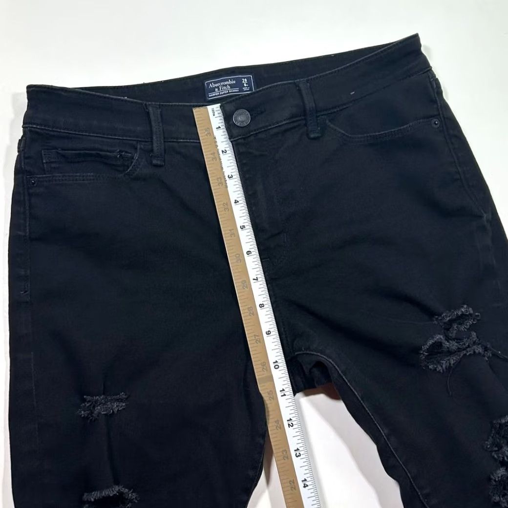 Abercrombie & Fitch Abercrombie & Fitch Black Skinny Jeans Womens 6 Distressed Ripped Raw Hem Jeans Size 28" / US 6 / IT 42 - 6 Thumbnail