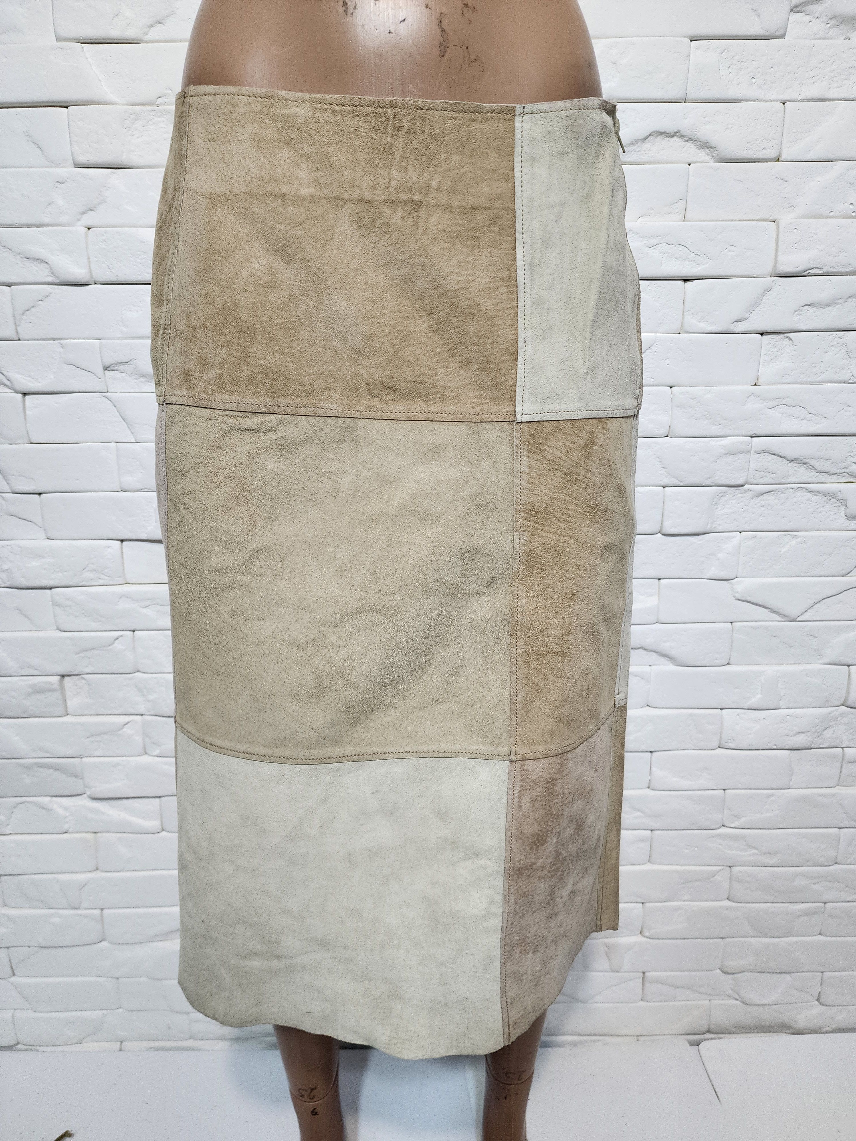 Genuine Leather Brown Suede Leather Skirt: 30" Waist Size 30" / US 8 / IT 44 - 1 Thumbnail