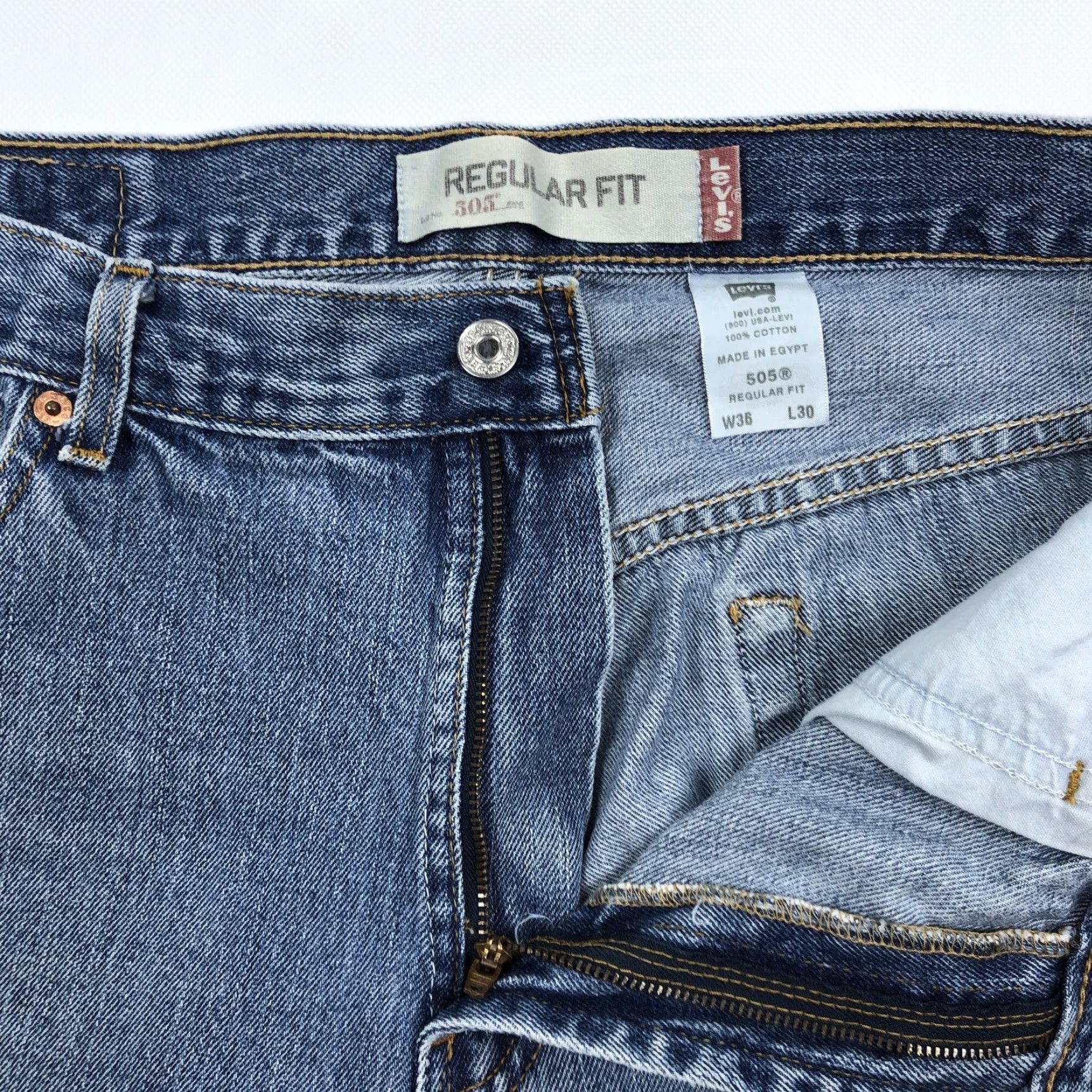 Levi's Levi's 505 Regular Fit Men's Jeans W36 L30 Blue Denim Straight Leg Zip Fly Jeans Size US 36 / EU 52 - 7 Thumbnail