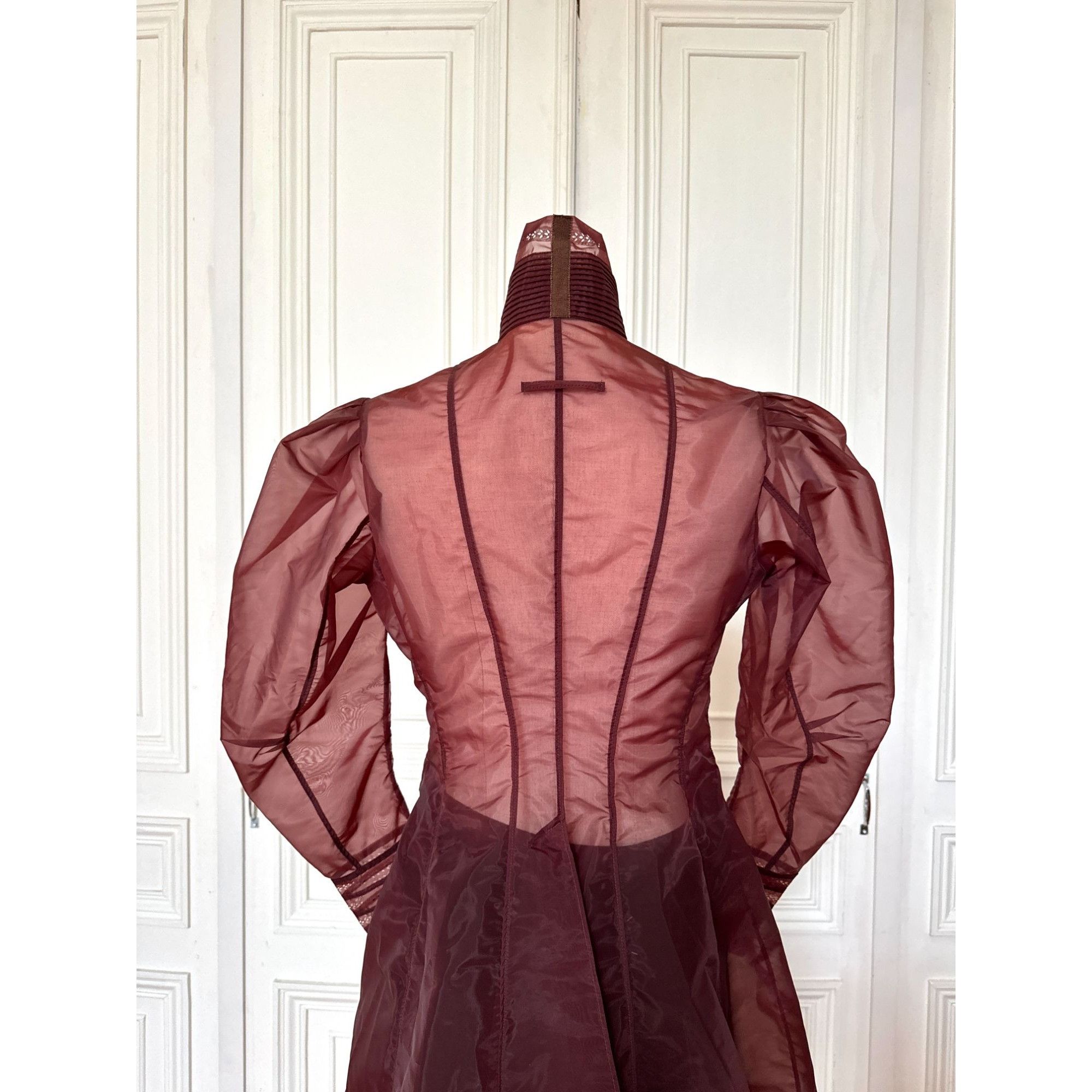 Jean Paul Gaultier 1990s Burgundy Victorian Gazar Silk Coat Size M / US 6-8 / IT 42-44 - 5 Thumbnail