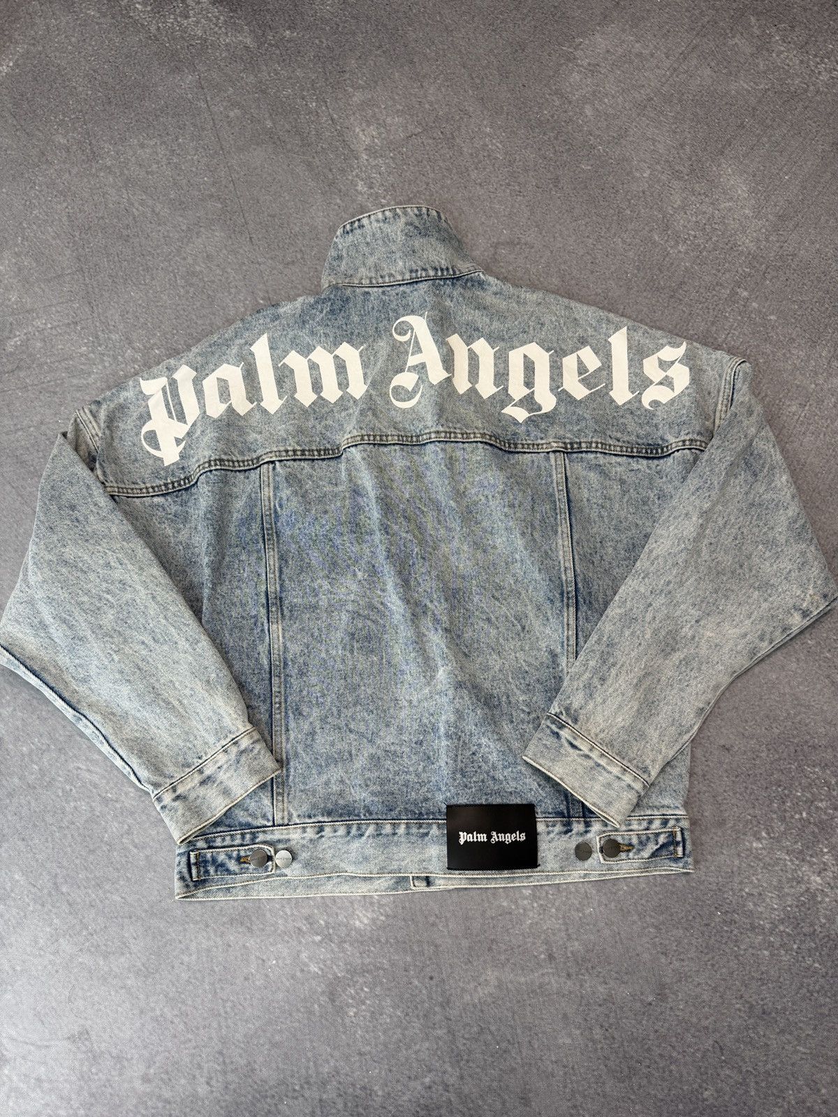 Palm Angels Palm Angels Logo Over Denim Jacket Blue White Size US M / EU 48-50 / 2 - 3 Thumbnail