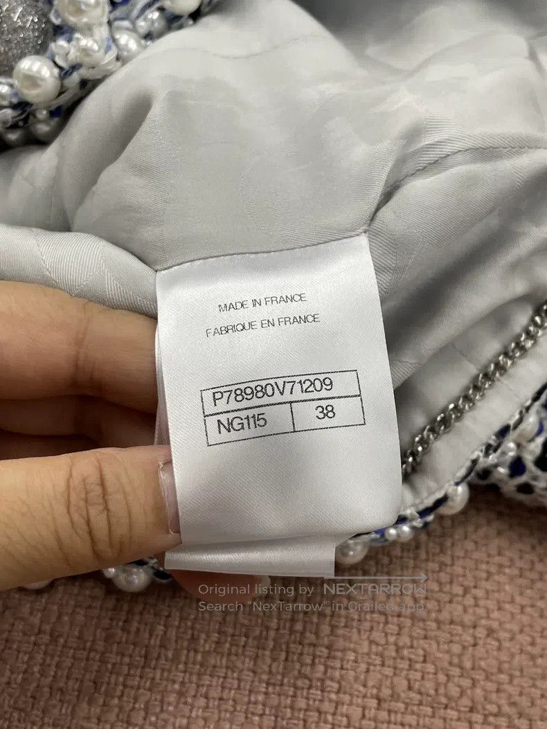 Chanel Chanel 25P blue and white pearl sequin knitted coat Size XS / US 0-2 / IT 36-38 - 6 Thumbnail