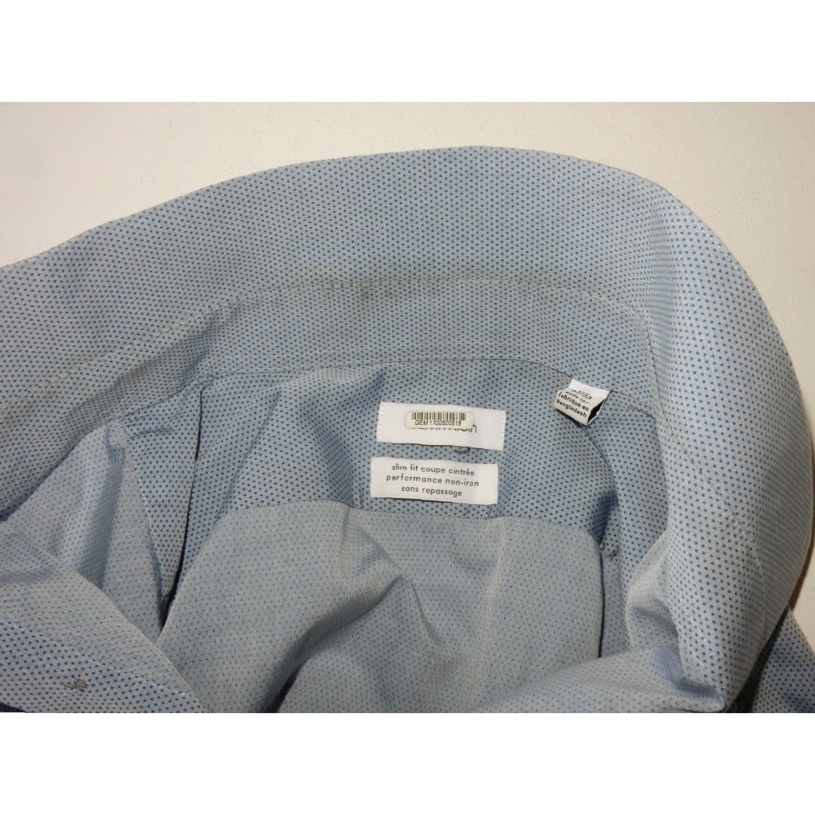 Calvin Klein VINTAGE Calvin Klein Dress Shirt Men 17.5 Slim Fit Blue Polka Dot 33/32 Regular Size 17.5 - Mens Dress Shirt Size 46R - 3 Thumbnail
