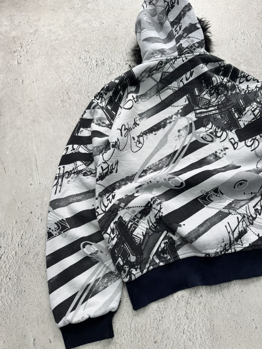 If Six Was Nine y2k fur fuzzy hoodie over print hysteric glamour jacket Size US XL / EU 56 / 4 - 10 Thumbnail