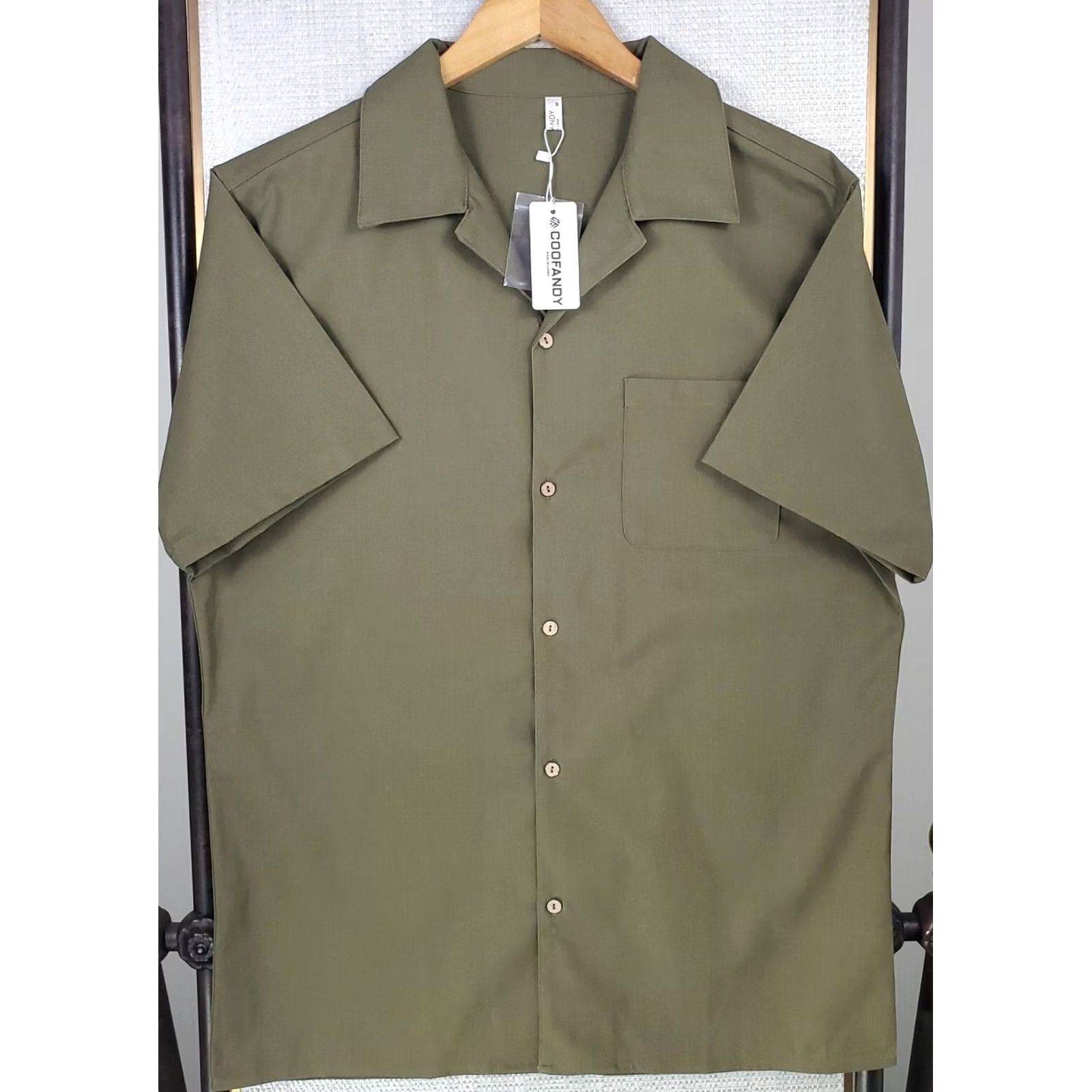 Vintage Coofandy Shirt Mens L Green NEW Size Linen Blend Camp Army Size US L / EU 52-54 / 3 - 6 Thumbnail
