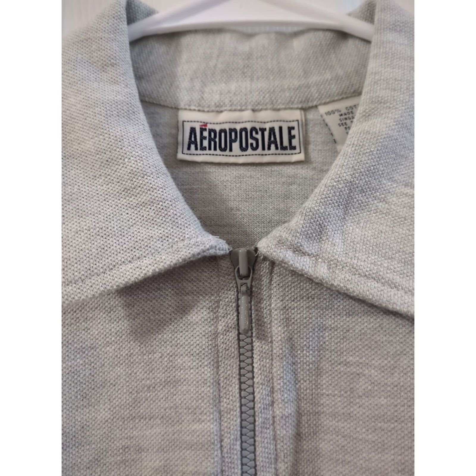 Vintage Aéropostale Women's Polo Shirt Short Sleeve Gray Collared Zipper Size M Size M / US 6-8 / IT 42-44 - 2 Thumbnail