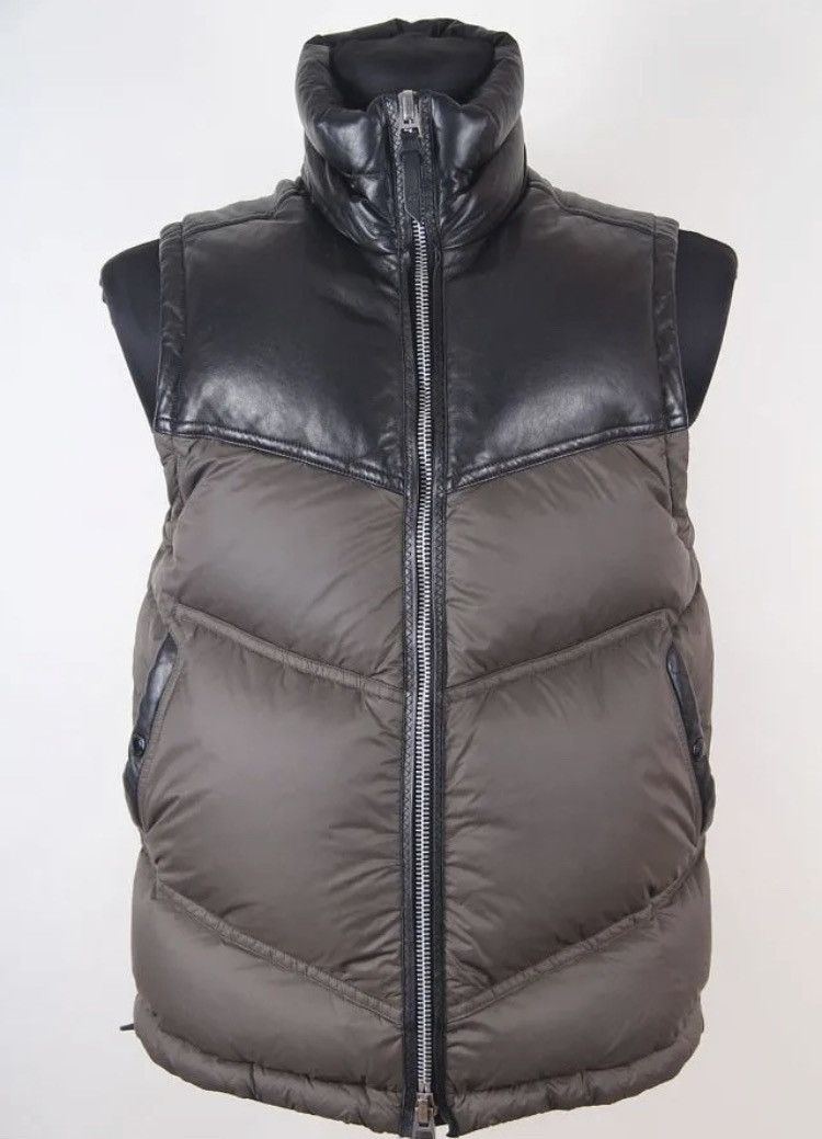 image of Tom Ford Leather Combined Puffer Zip-Up Vest, Men's (Size Small)