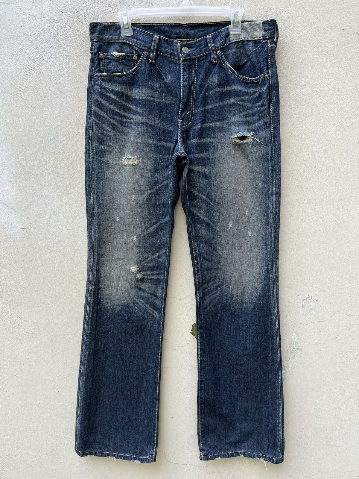 Levi's Vintage 2006 Levi’s 517 Distress Fade Denim Flap Flare Jeans Size US 34 / EU 50 - 6 Thumbnail