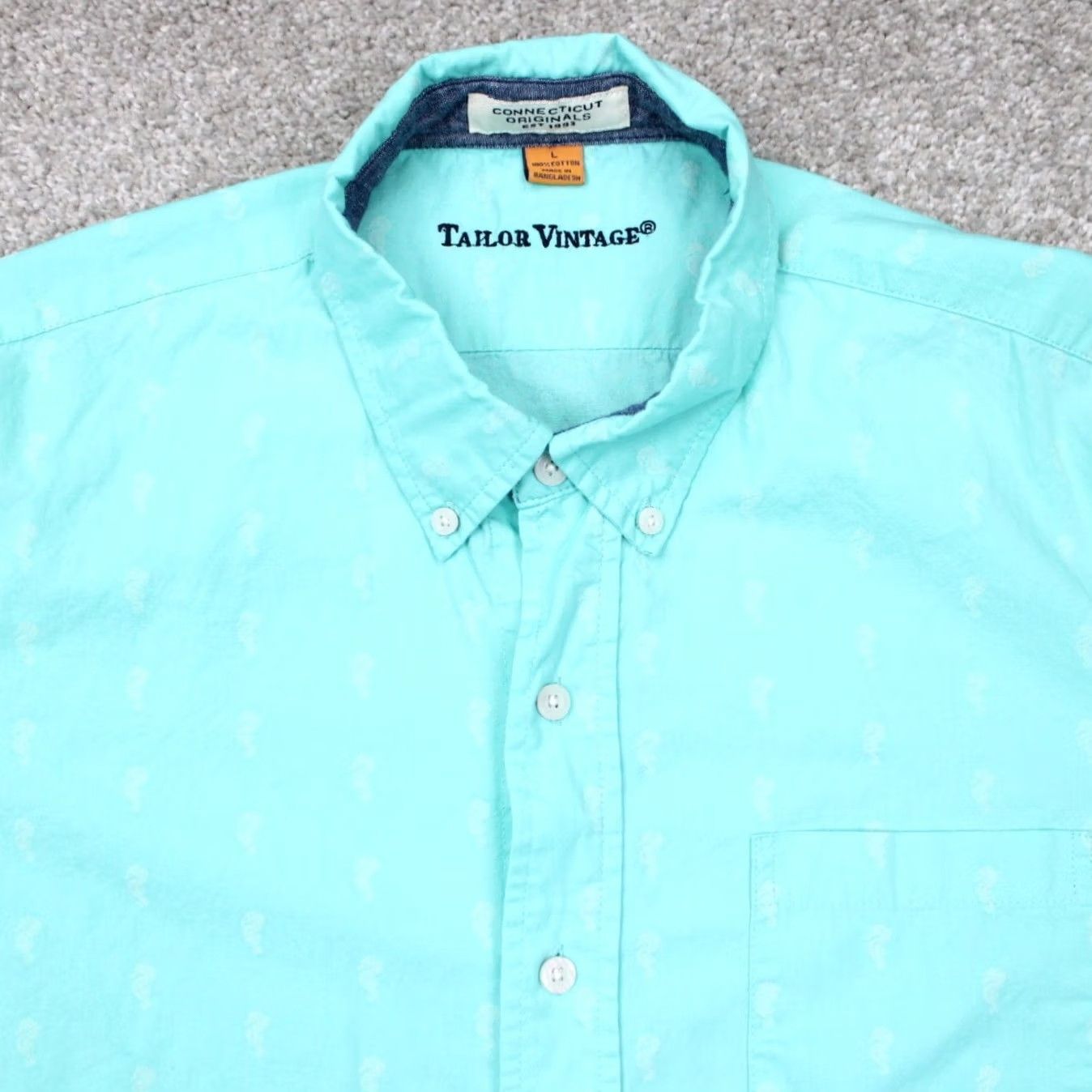Vintage Tailor Vintage Blue Seahorse Print Cotton Shirt Mens Large Size US L / EU 52-54 / 3 - 5 Thumbnail