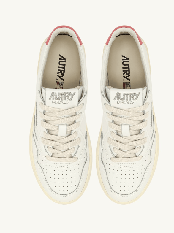 AUTRY AUTRY MEDALIST LOW SNEAKERS IN WHITE AND TEAROSE LEATH -36 Size US 6 / IT 36 - 4 Thumbnail