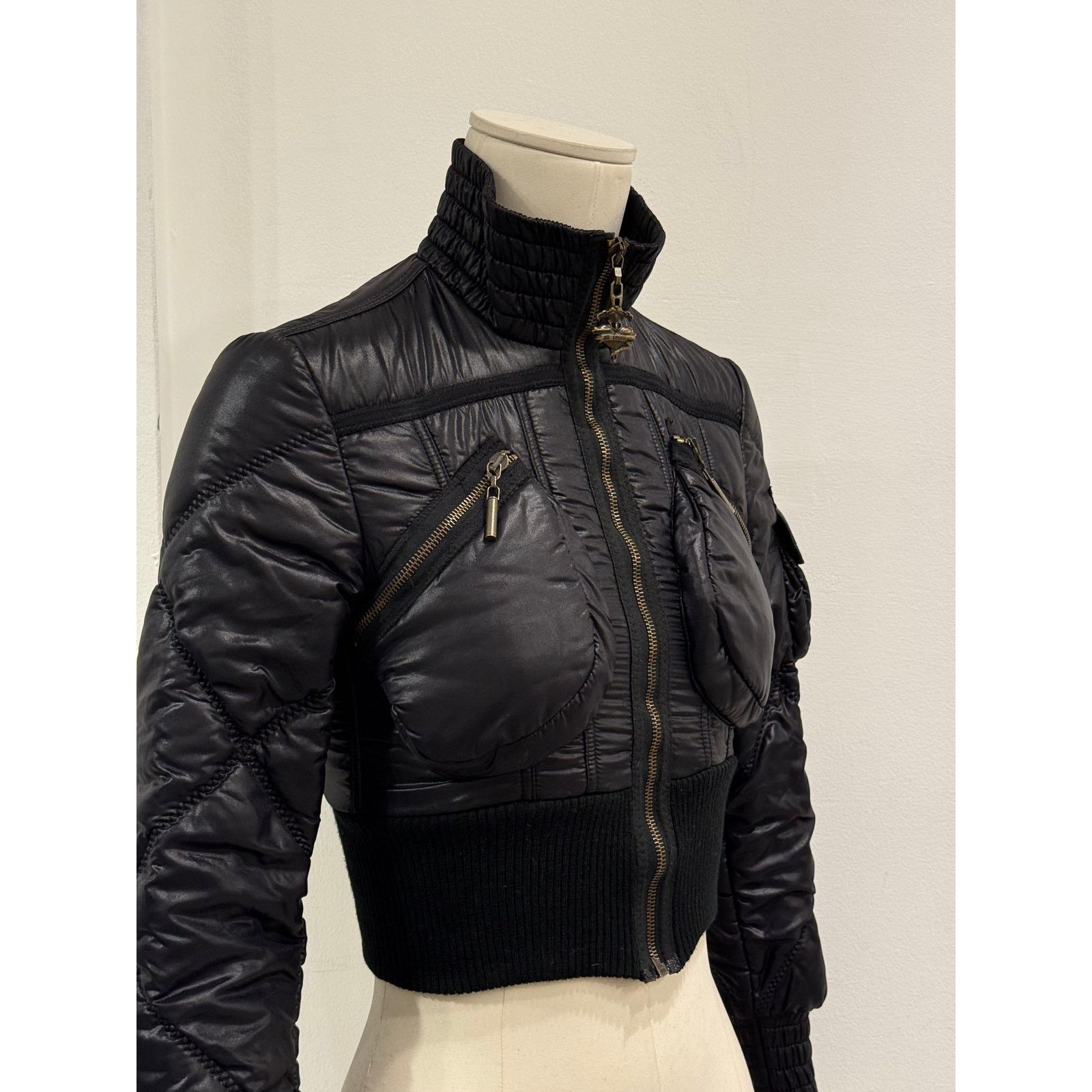 Roberto Cavalli 2000S Cavalli ultra-cropped cargo puffer jacket Size S / US 4 / IT 40 - 5 Thumbnail