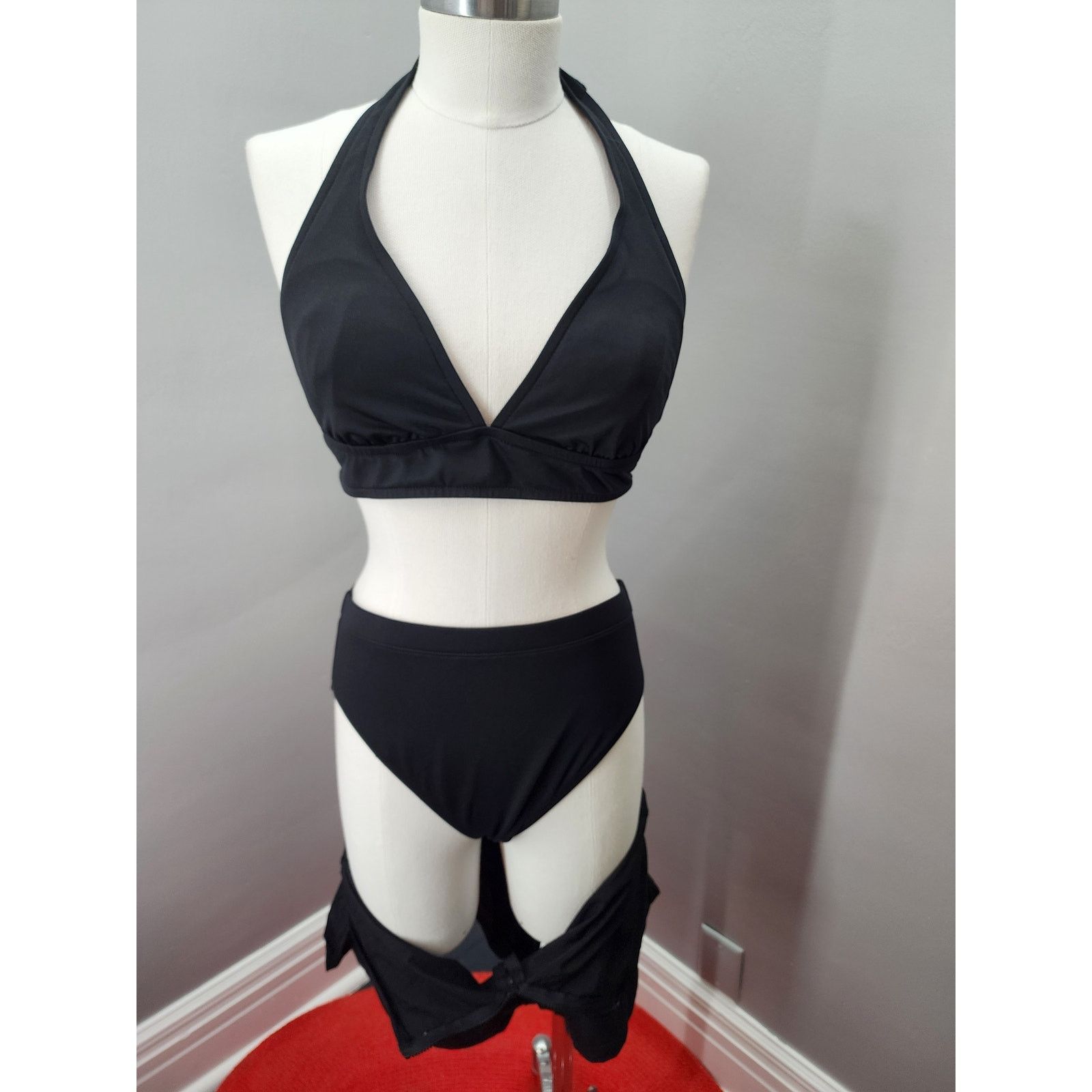 Y2K Vintage Catalina 4-Piece Black Bikini Set L