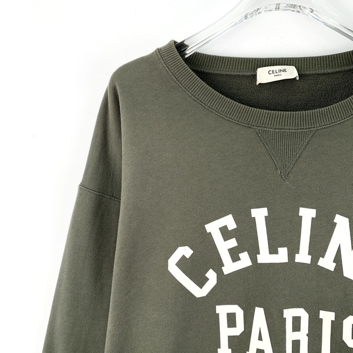 Celine Celine Dark Green Letter Printed Crew Neck Sweatshirt K26WX Size L / US 10 / IT 46 - 3 Thumbnail