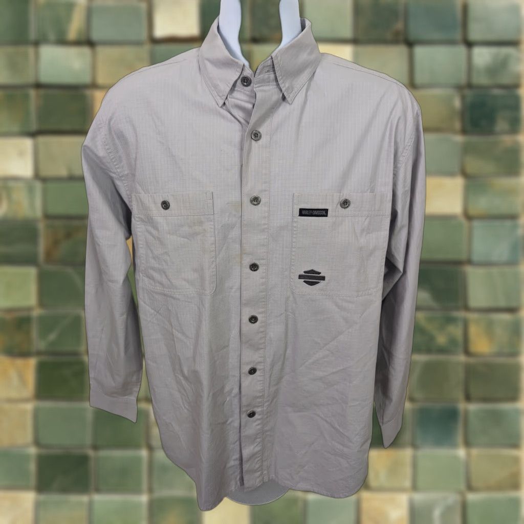 Harley Davidson VINTAGE Harley-Davidson Shirt Mens Medium Ripstop Long Sleeves Button Motorcycle L6M Size US M / EU 48-50 / 2 - 1 Thumbnail